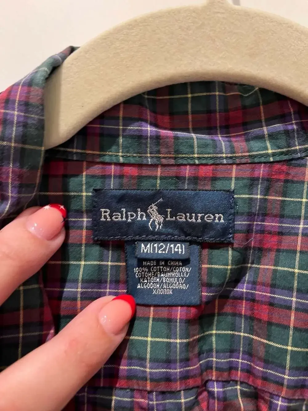 Ralph Lauren Youth Long Sleeve Plaid Button-Down Shirt, Size M (12/14)